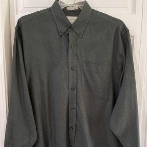 Cutter & Buck Button Down Shirt Mens L Long Sleeve Green Black 100% Cotton